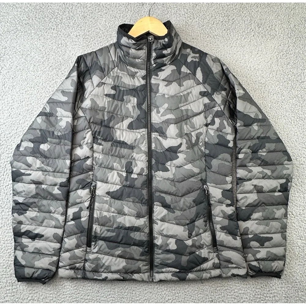 Columbia Powder Lite Puffer Jacket Womens Large Camo Omni-Heat Insulated WK1498